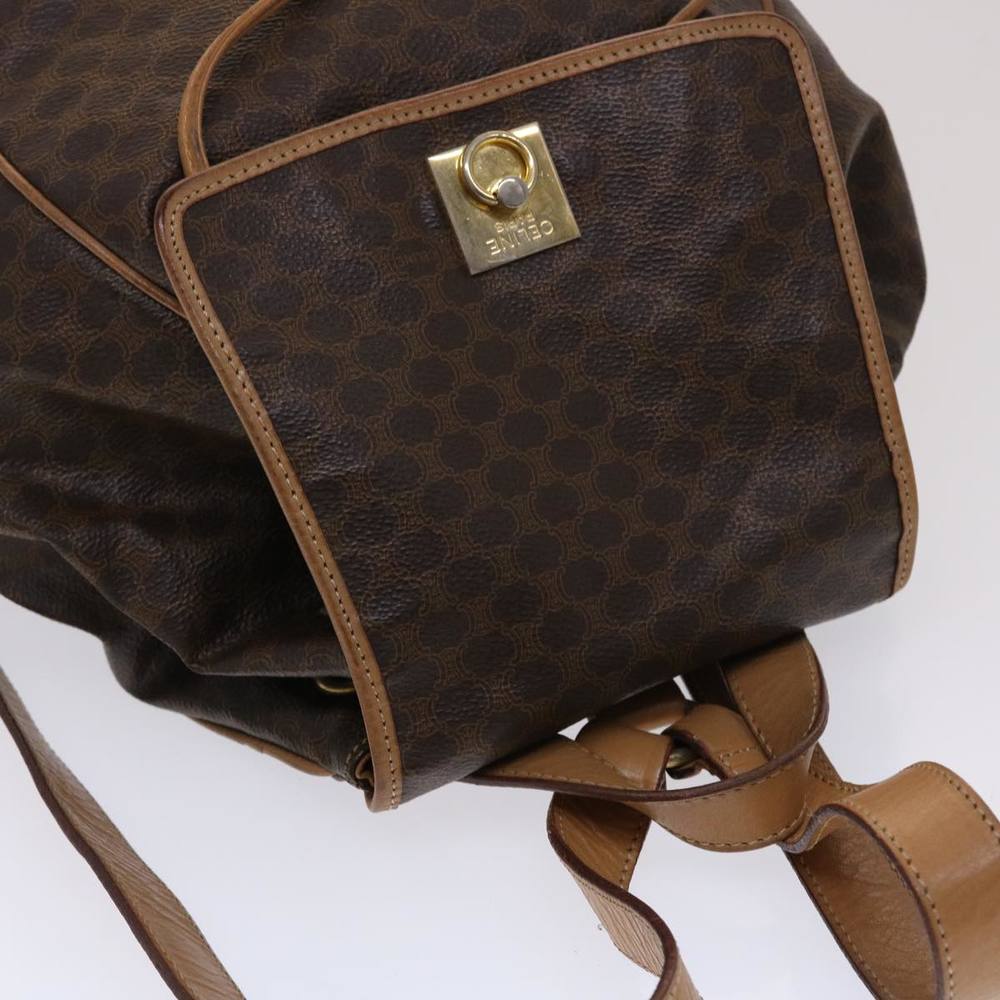 CELINE Macadam Canvas Backpack PVC Leather Brown Auth bs6391 - Picture 6 of 16